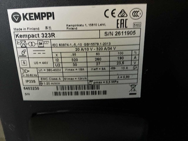 Kemppi kempact 323r mig lasapparaat geschikt voor 0.8-1.2 mm. - afbeelding 4 van  5