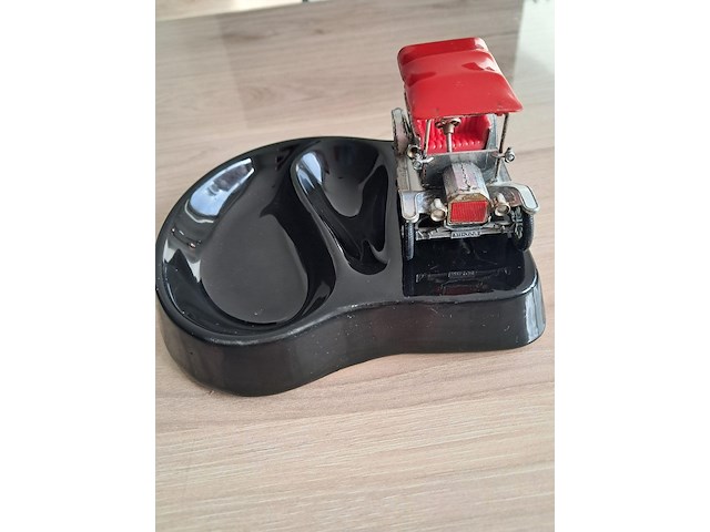Keramiek asbak met oldtimer auto (made in italy) - afbeelding 3 van  13