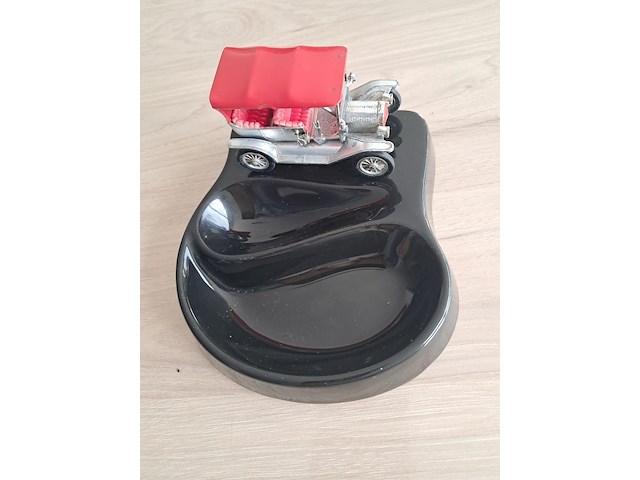 Keramiek asbak met oldtimer auto (made in italy) - afbeelding 10 van  13