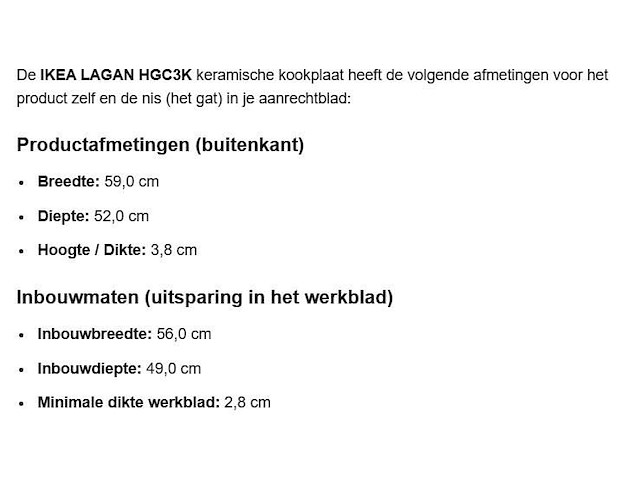 Keramische kookplaat ikea lagan hgc3k - afbeelding 6 van  6