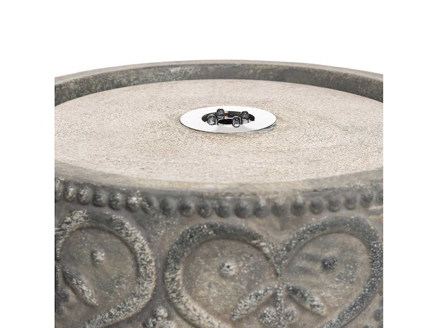 Keramische tuinfontein met geperst patroon en vogelbeeldjes, hoogte 54,5 cm, diameter 30 cm - beige - afbeelding 3 van  4