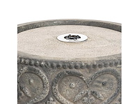 Keramische tuinfontein met geperst patroon en vogelbeeldjes, hoogte 54,5 cm, diameter 30 cm - beige - afbeelding 3 van  4