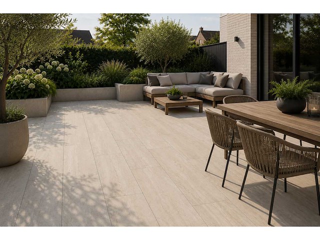 Keramische tuintegel 45,36m² travertine goud 60x120cm - afbeelding 1 van  6