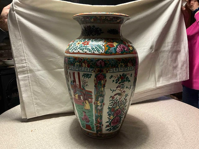 Keramische vaas met chinese print - afbeelding 3 van  4