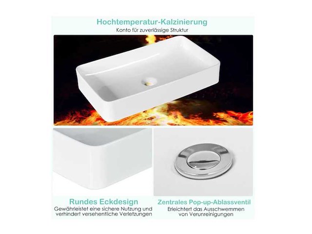 Keramische wastafel voor aanrechtbladen - afbeelding 4 van  5