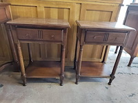 Kerselaren bureau 2 laden camile&vence afm; 135x40x77, 2 nachttafeltjes camille&vence afm. 47x33x62, schilderij p.delvaux - afbeelding 8 van  16