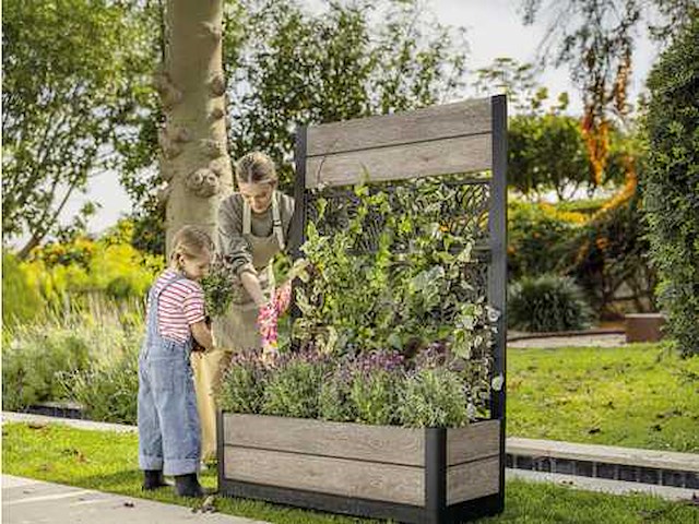 Keter ashwood deco wood-look planter plastic bladpatroon 43,2 x 156,3 cm met plantenrek - afbeelding 1 van  5