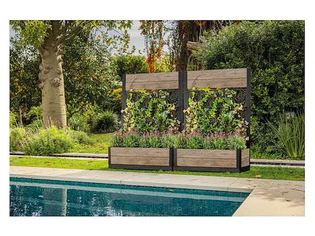 Keter ashwood deco wood-look planter plastic bladpatroon 43,2 x 156,3 cm met plantenrek - afbeelding 4 van  5