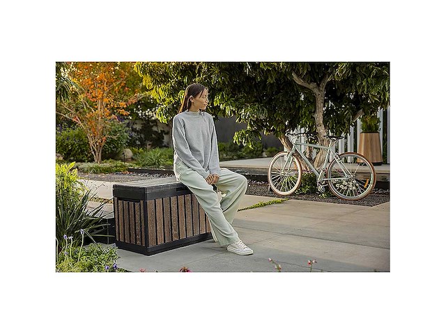 Keter® kentwood opslagdoos, 190 l, weerbestendig en uv-bestendig, ca. 82,3 x 45 x 57 x 7 cm - afbeelding 5 van  6