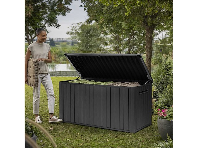 Keter lineus 643l resin tuindoos - grijs - afbeelding 3 van  9