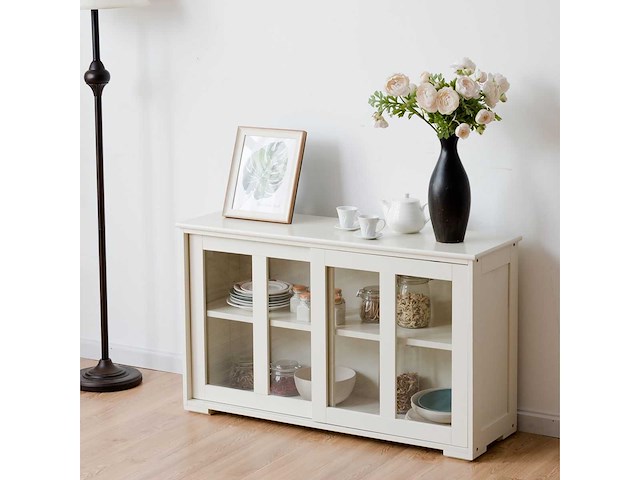 Keuken dressoir eetkamer lage kast 2 planken 2 transparante deuren - afbeelding 3 van  6
