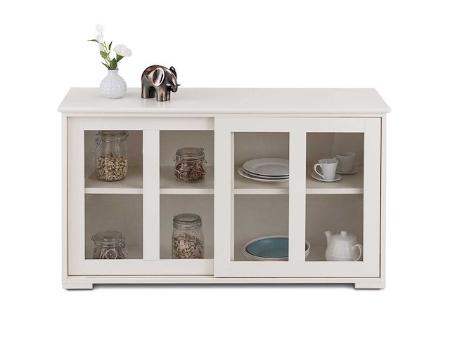 Keuken dressoir eetkamer lage kast 2 planken 2 transparante deuren - afbeelding 5 van  6