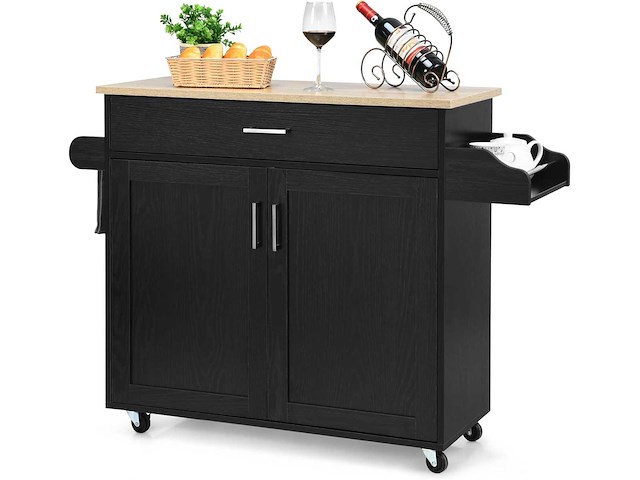 Keukendessert met afsluitbare wielen, centraal keukeneiland - afbeelding 2 van  4