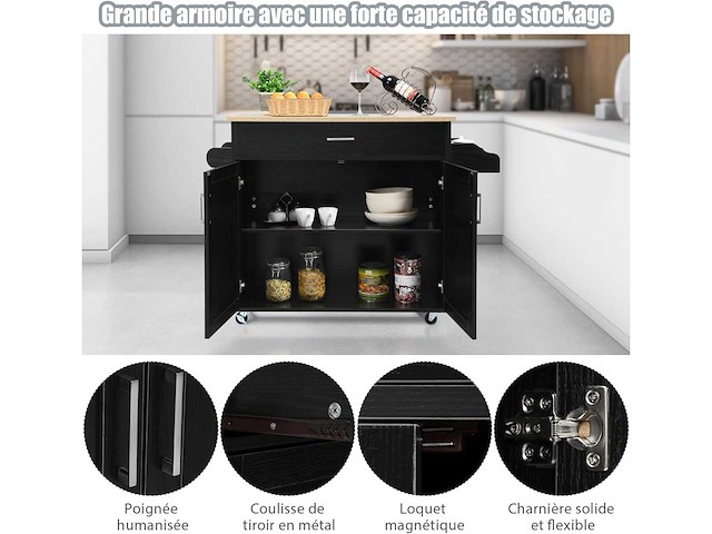 Keukendessert met afsluitbare wielen, centraal keukeneiland - afbeelding 4 van  4