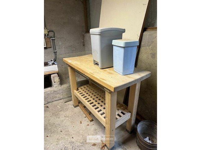 Keukeneiland in hout l120xb53xh90 cm - afbeelding 1 van  2