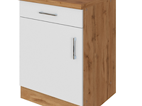 Keukenkast sorrella 50cm 1 deur & 1 lade - wit/eik - afbeelding 1 van  7
