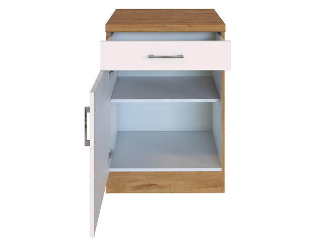 Keukenkast sorrella 50cm 1 deur & 1 lade - wit/eik - afbeelding 3 van  7