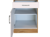 Keukenkast sorrella 50cm 1 deur & 1 lade - wit/eik - afbeelding 3 van  7