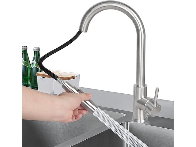 Keukenkraan rvs met uittrekbare handle - afbeelding 1 van  5