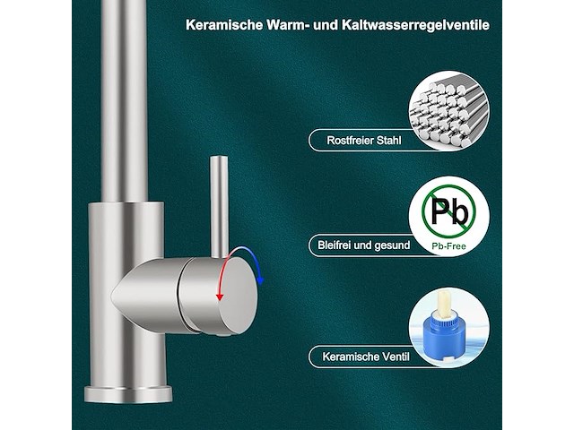 Keukenkraan rvs met uittrekbare handle - afbeelding 5 van  5