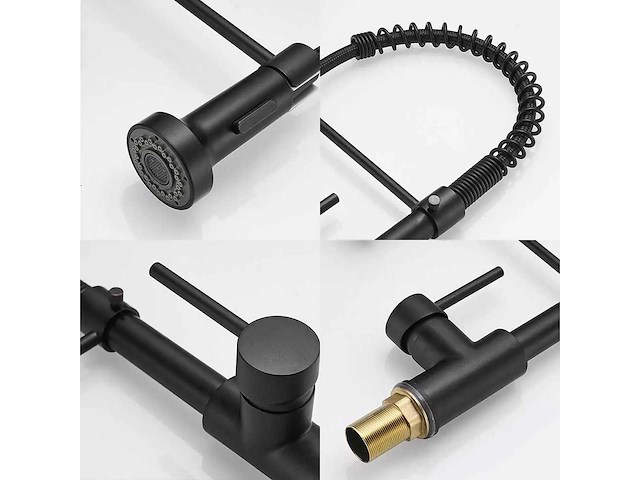 Keukenkranen met uittrekbare sproeikop mat zwart - afbeelding 1 van  1