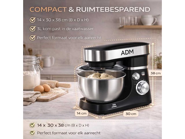 Keukenmachine – 3l mengkom - afbeelding 3 van  8