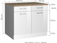 Keukenonderkast ragnar 100cm met 2 deuren & 2 lades - wit - afbeelding 1 van  6