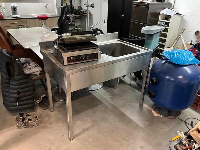 Keukenopstelling rvs met wasbak + grill - afbeelding 1 van  6