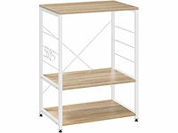 Keukenplank met 4 haken, metalen en houten magnetronrek