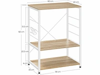 Keukenplank met 4 haken, metalen en houten magnetronrek - afbeelding 8 van  8