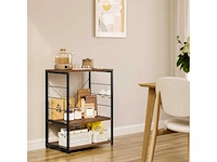 Keukenplank met 4 haken, metalen en houten magnetronrek