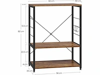 Keukenplank met 4 haken, metalen en houten magnetronrek - afbeelding 3 van  8
