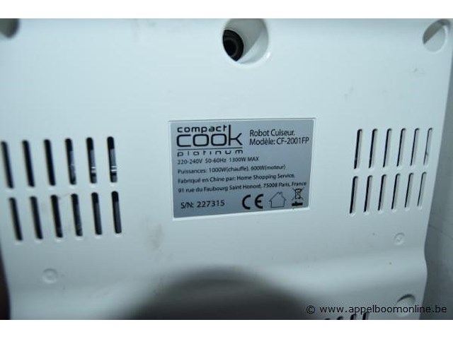 Keukenrobot compact cook platinum, cf-2001fp - afbeelding 2 van  2