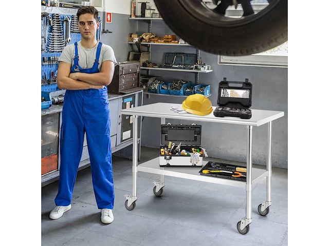 Keukentafelblad met wielen van roestvrij staal - afbeelding 4 van  8