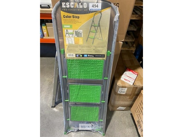 Keukentrap met hoge beugel 3 tr max 150 kg alu - afbeelding 1 van  3