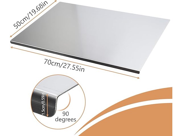 Keukenwerkblad van roestvrij staal, 70 x 50 cm - afbeelding 3 van  4