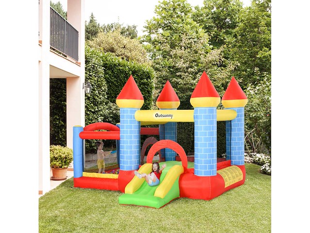 Kids bouncy castle met trampolineglijbaan, blaas 350w - afbeelding 1 van  5