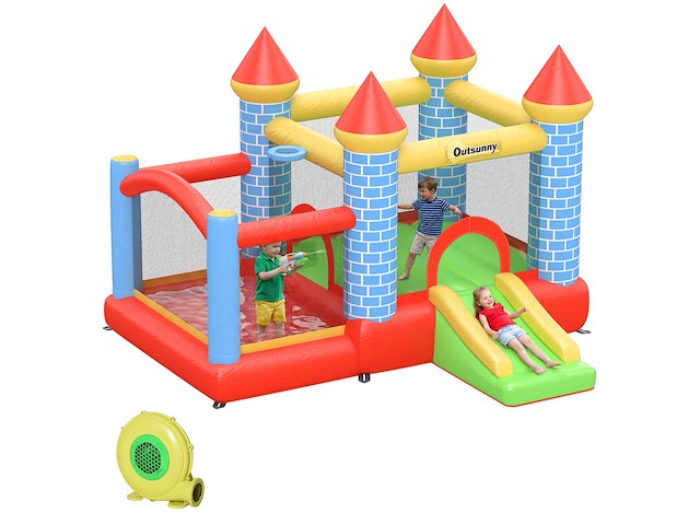 Kids bouncy castle met trampolineglijbaan, blaas 350w - afbeelding 2 van  5