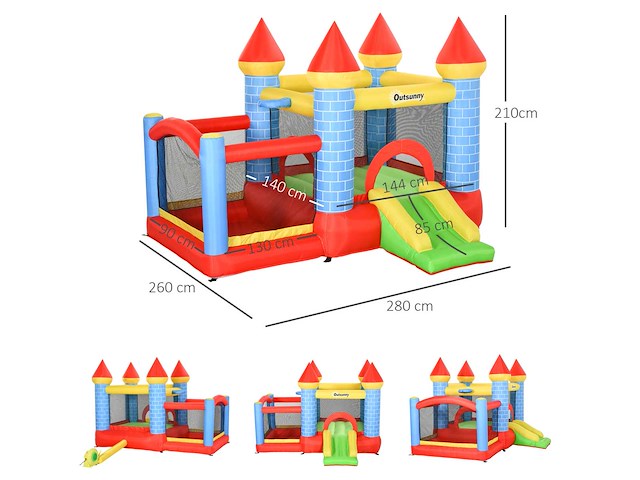 Kids bouncy castle met trampolineglijbaan, blaas 350w - afbeelding 3 van  5