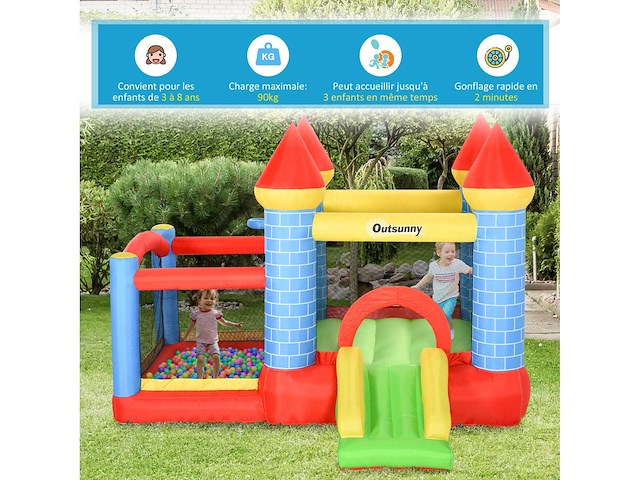 Kids bouncy castle met trampolineglijbaan, blaas 350w - afbeelding 5 van  5