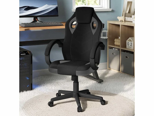 Kids gaming chair kids office chair, zwart en grijs - afbeelding 1 van  5