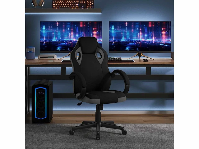 Kids gaming chair kids office chair, zwart en grijs - afbeelding 3 van  5