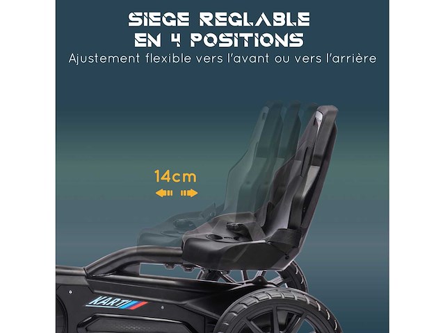 Kinder-gokart met pedaalkart en 4-standen verstelbare stoel - afbeelding 6 van  10