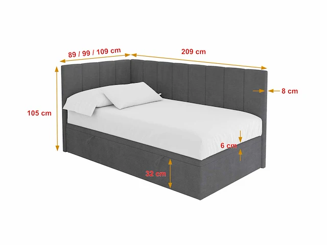 Kinderbed 100x200 cm - donkergrijs - afbeelding 4 van  8