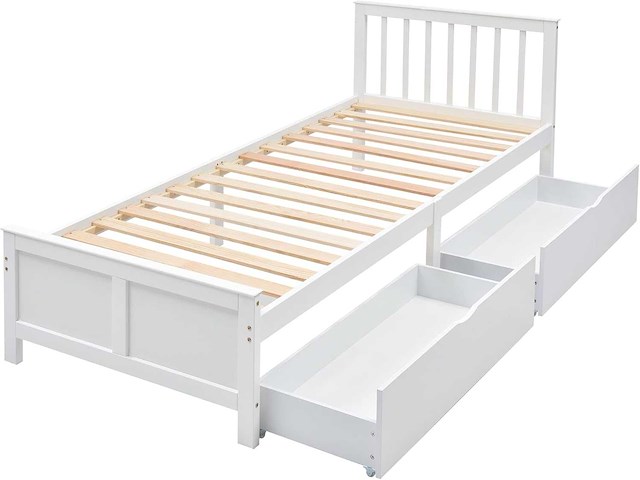 Kinderbed 90 x 200 cm, met 2 lades, opbergruimte - afbeelding 4 van  6