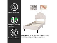 Kinderbed 90x200 cm - beige velvet - afbeelding 4 van  8