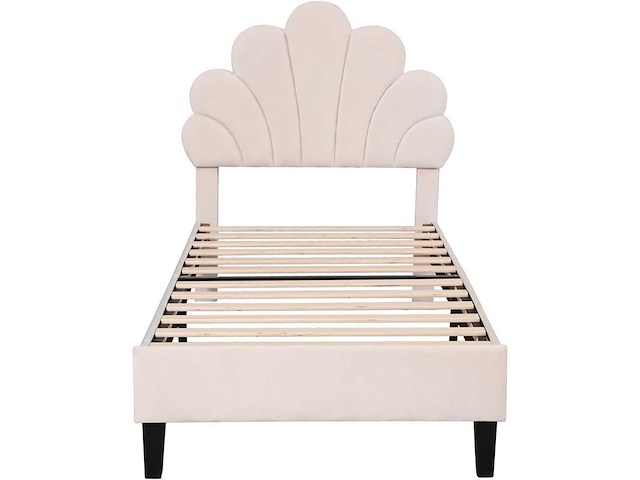 Kinderbed 90x200 cm - beige velvet - afbeelding 7 van  8