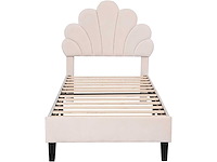 Kinderbed 90x200 cm - beige velvet - afbeelding 7 van  8