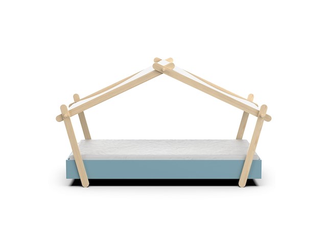 Kinderbed lodge | 223,2 x 105,5 x 129,7 cm | blauw-wit - afbeelding 1 van  7