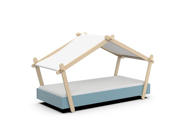 Kinderbed lodge | 223,2 x 105,5 x 129,7 cm | blauw-wit - afbeelding 2 van  7
